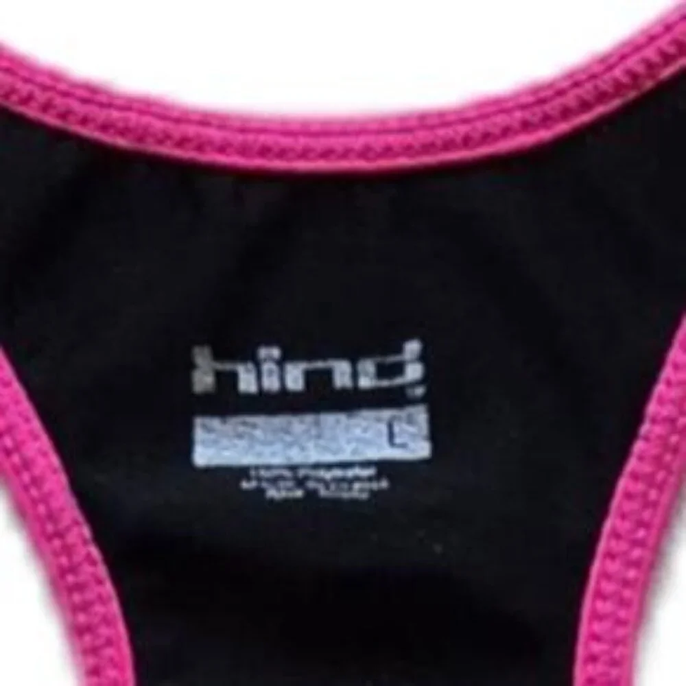HIND AS-NEW Athletic Racerback Tank Top Hot Pink with Black Trim Women's L